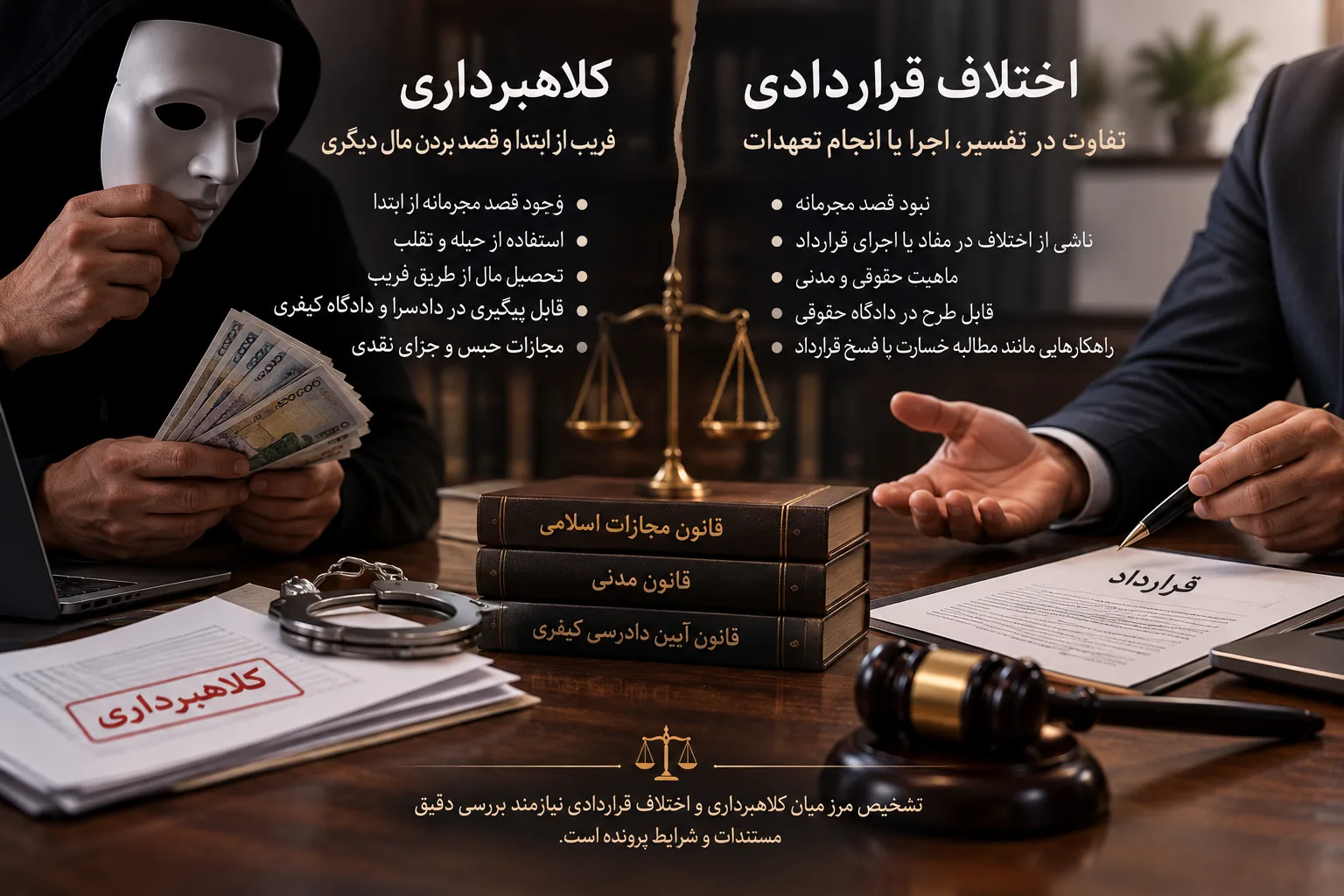 کلاهبرداری با اختلاف قراردادی چه تفاوتی دارد؟